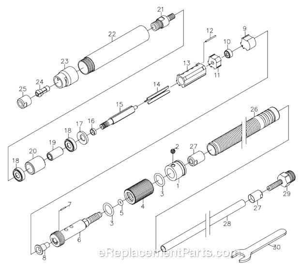 Page A Diagram and Parts List for CP9104Q 6151959104 Chicago Pneumatic Angle Grinder